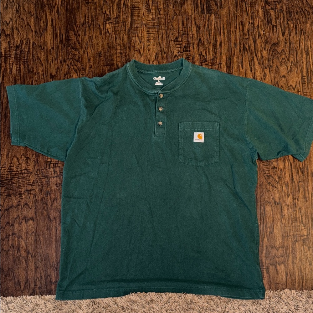 Carhartt Green Short-Sleeve Henley Pocket Tee
